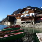 Blick vom Bootssteg auf das Cafe Seestüberl